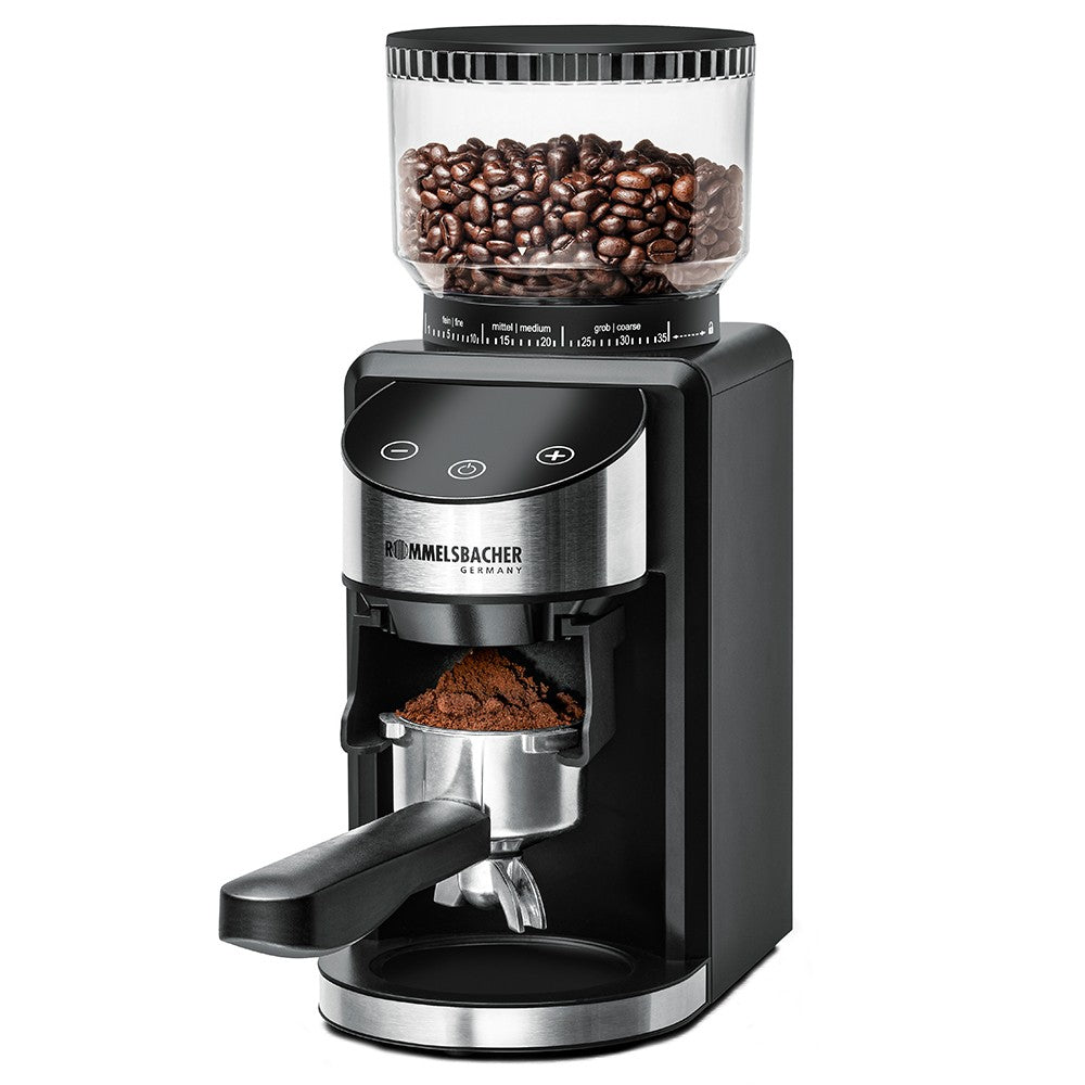 Rommelsbacher Kaffeemühle EKM 400 – 220 g, Kegelmahlwerk, 200 W – Schwarz/Edelstahl