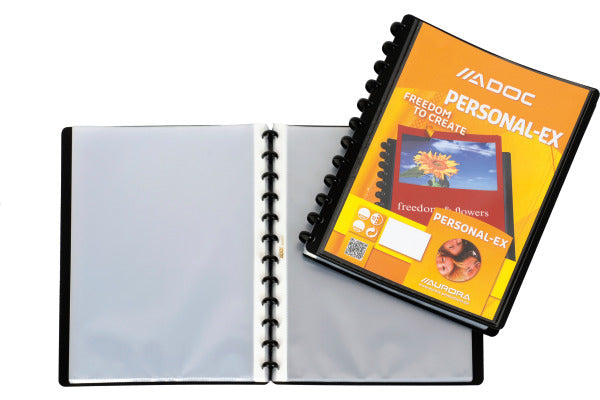Adoc Personal-Ex Aurora Sichtbuch – 40 Sichttaschen, A4, austauschbar, genarbt, antireflex, schwarz