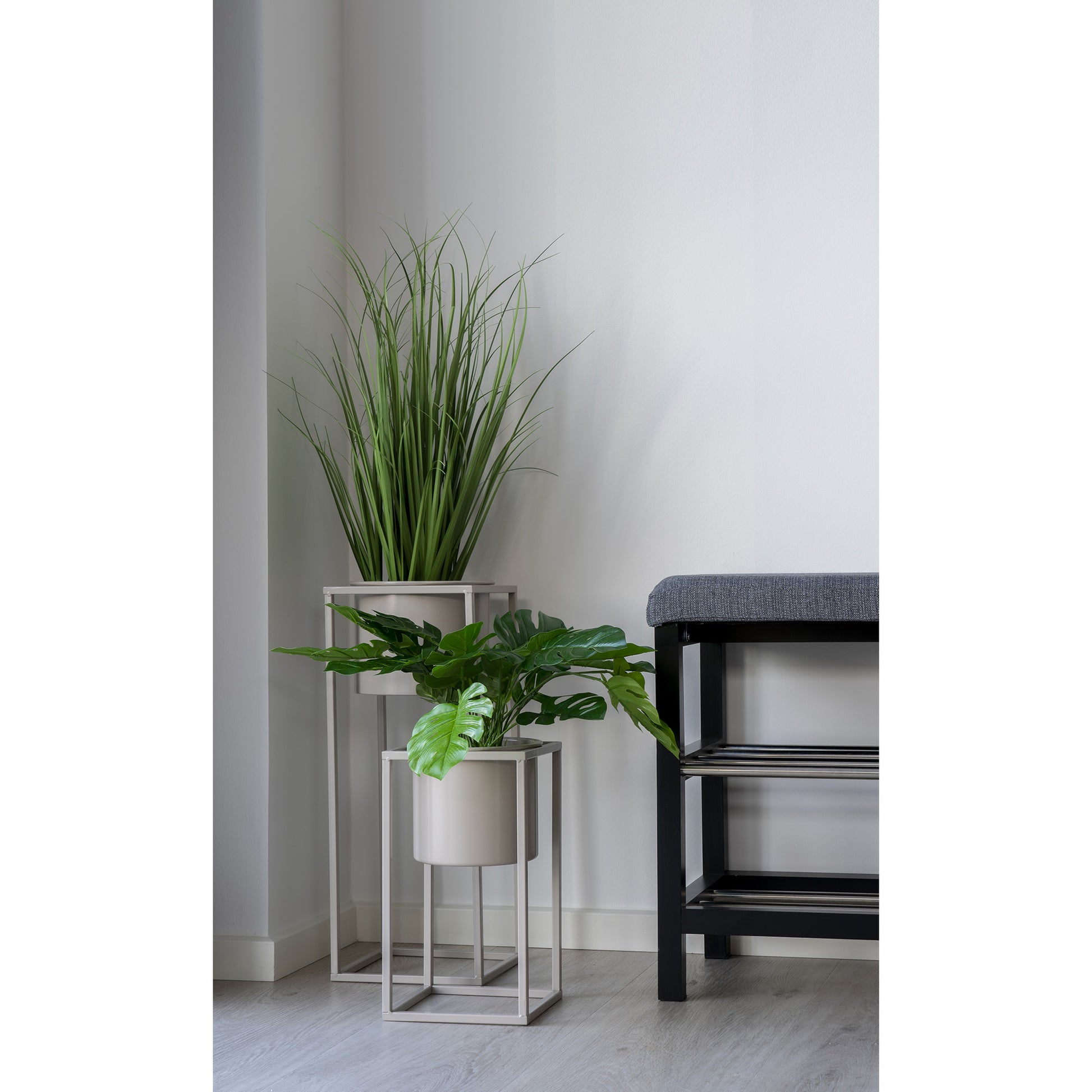 House Nordic Blumentopf Marla, Stahl, Beige, Ø 19,5 × 31 cm, 2er-Set