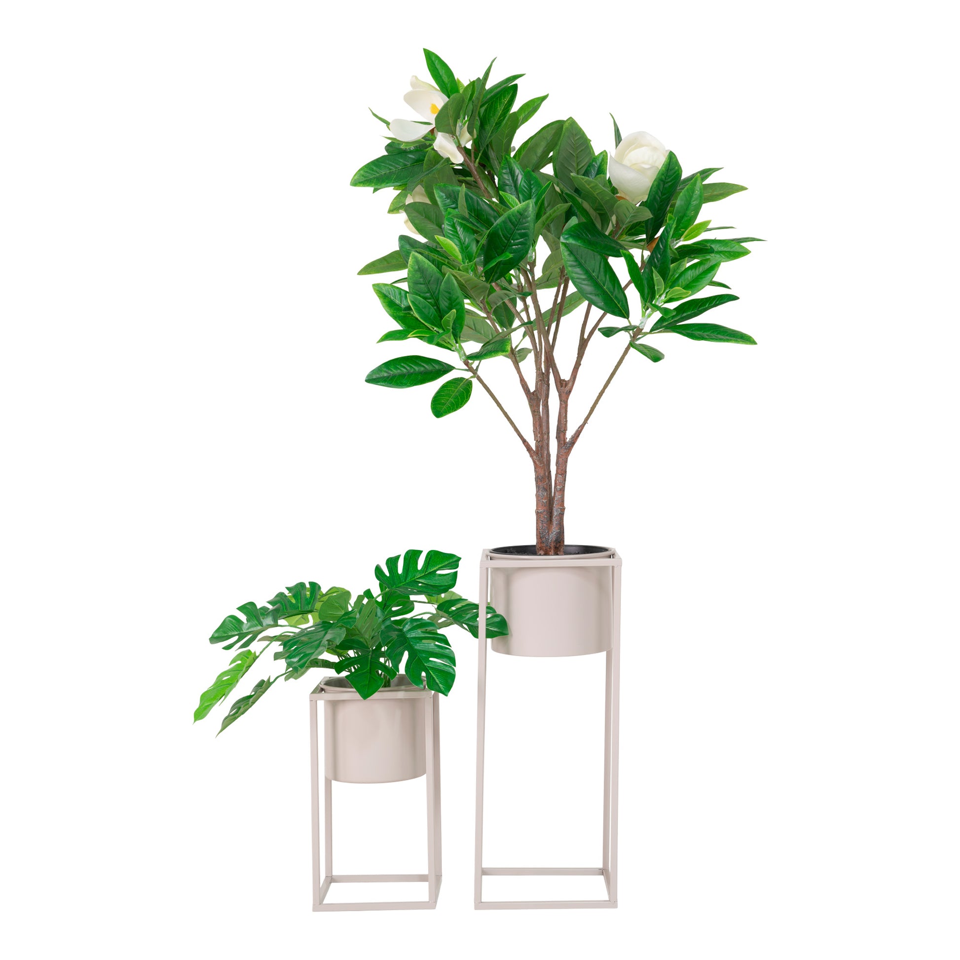 House Nordic Blumentopf Marla, Stahl, Beige, Ø 19,5 × 31 cm, 2er-Set