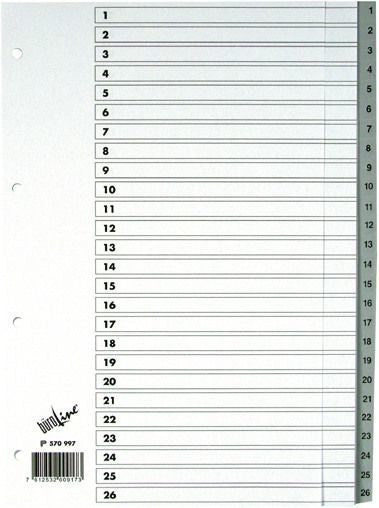 Buroline Büroline Register A4 – nummeriert 1–52, PP, grau, ohne Indexblatt