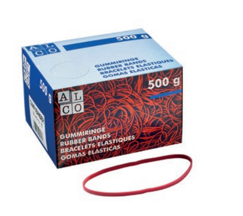 Alco Gummibänder – 4 × 150 mm, rot, Naturkautschuk, 500 g