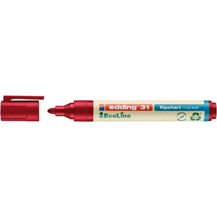 Edding Flipchart-Marker 31 EcoLine – Rundspitze 1,5-3 mm – Rot – Nachfüllbar