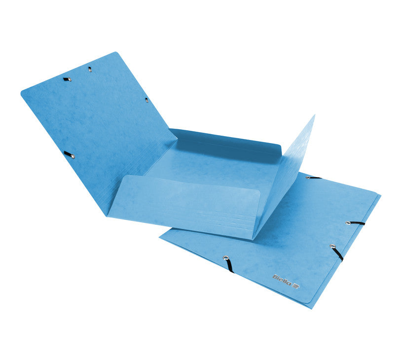 Biella Gummibandmappe A4 – Karton, Hellblau, 3 Klappen, bis 200 Blatt