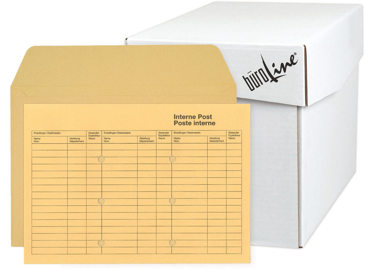 Buroline Interne-Post-Couvert C4, ohne Fenster, braun, 120 g/m² – Buroline – 250 Stk.