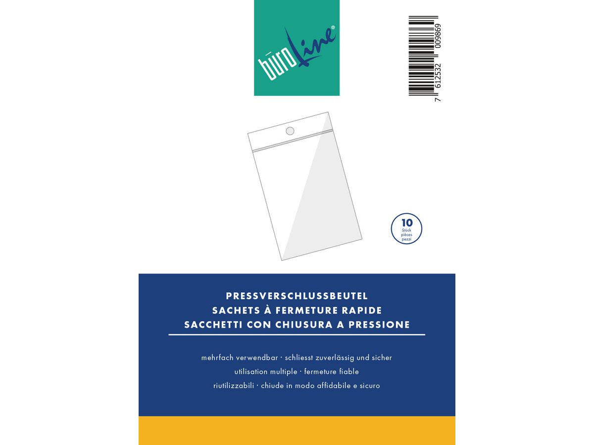 Buroline Druckverschlussbeutel – 40 × 60 mm, transparent – 10 Stk.
