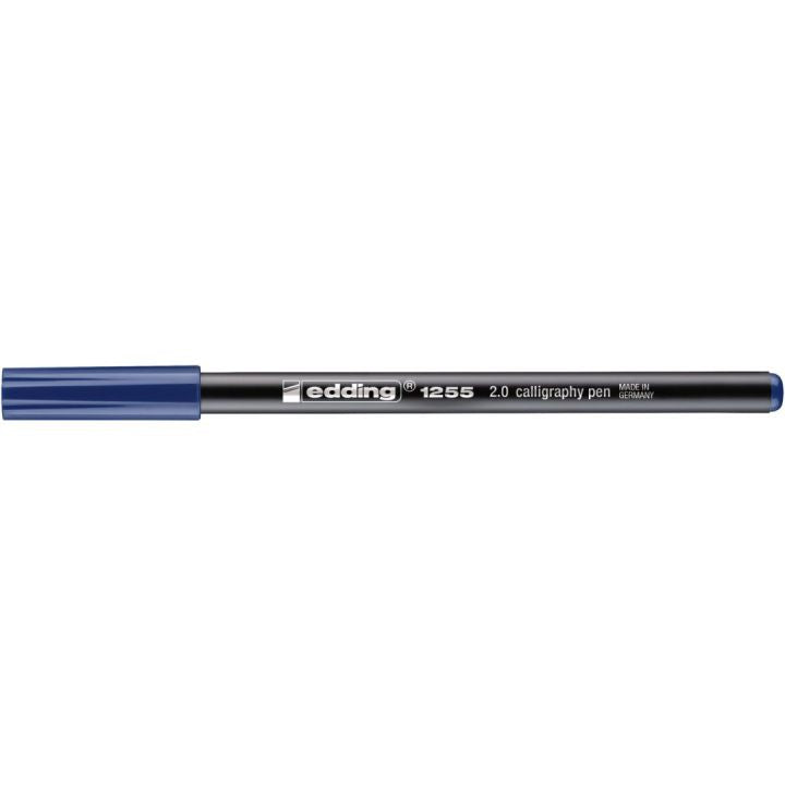 Edding Calligraphie Pen 1255 Filzstift – Keilspitze, 2 mm, wasserbasiert, wasserfest, blau