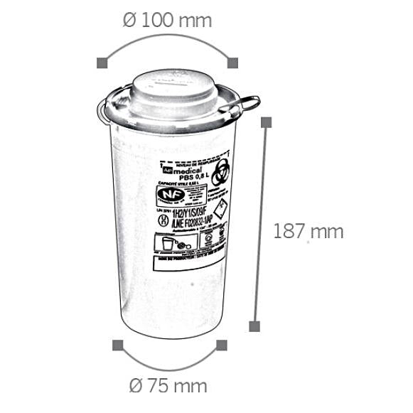 Abfalleinsatz PBS – 0,8 l – Kunststoff, rund – gelb/rot – mit Deckel