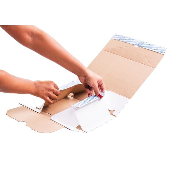 Brieger Versandkarton – Innenmass 229 × 147 × 95 mm – selbstklebend, Aufreissband – weiss, Karton, 25 Stück