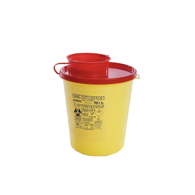 Recyclingbox PBS – 0,8 l – Kunststoff, rund – gelb/rot – mit Deckel