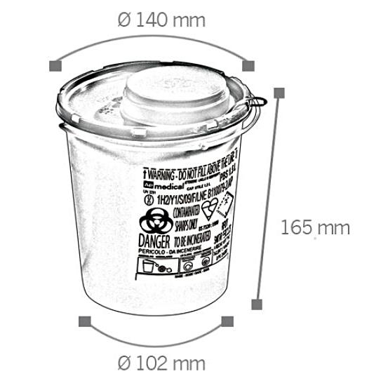 Recyclingbox PBS – 0,8 l – Kunststoff, rund – gelb/rot – mit Deckel