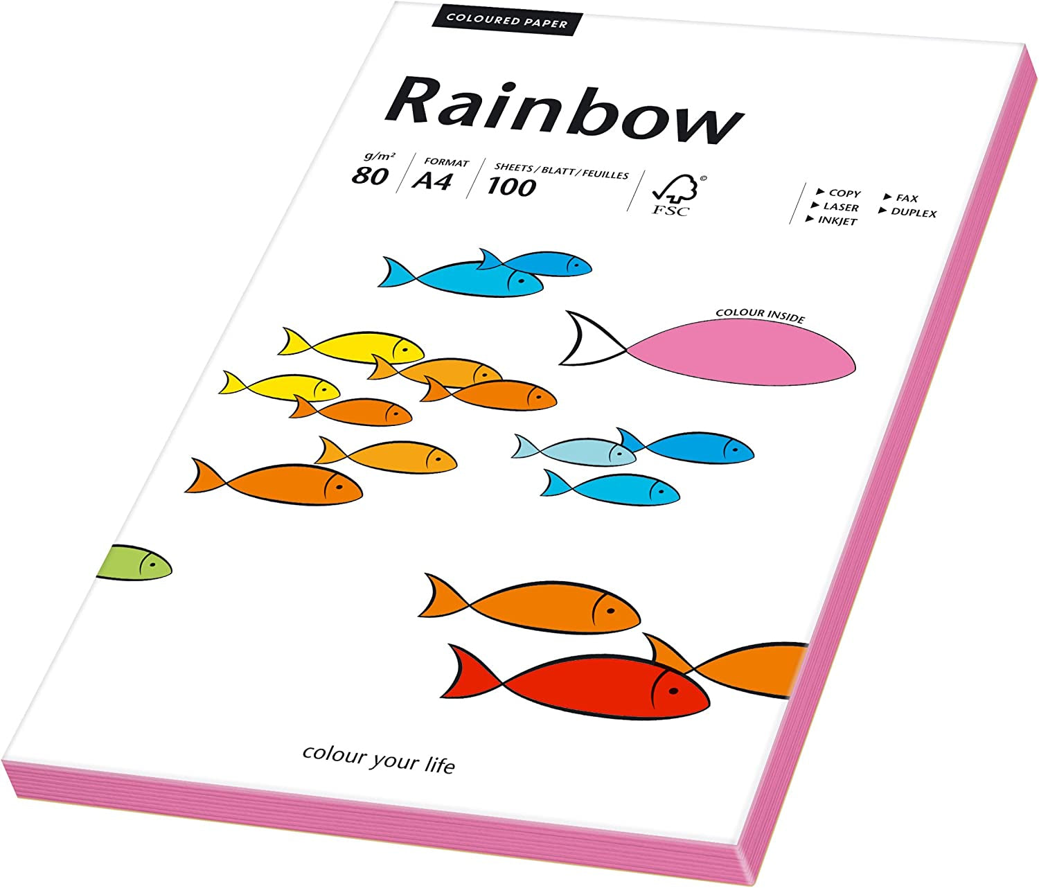 Rainbow Kopierpapier – A4, 80 g/m², Neongelb – für Inkjet/Laser/Kopierer – FSC – 100 Blatt