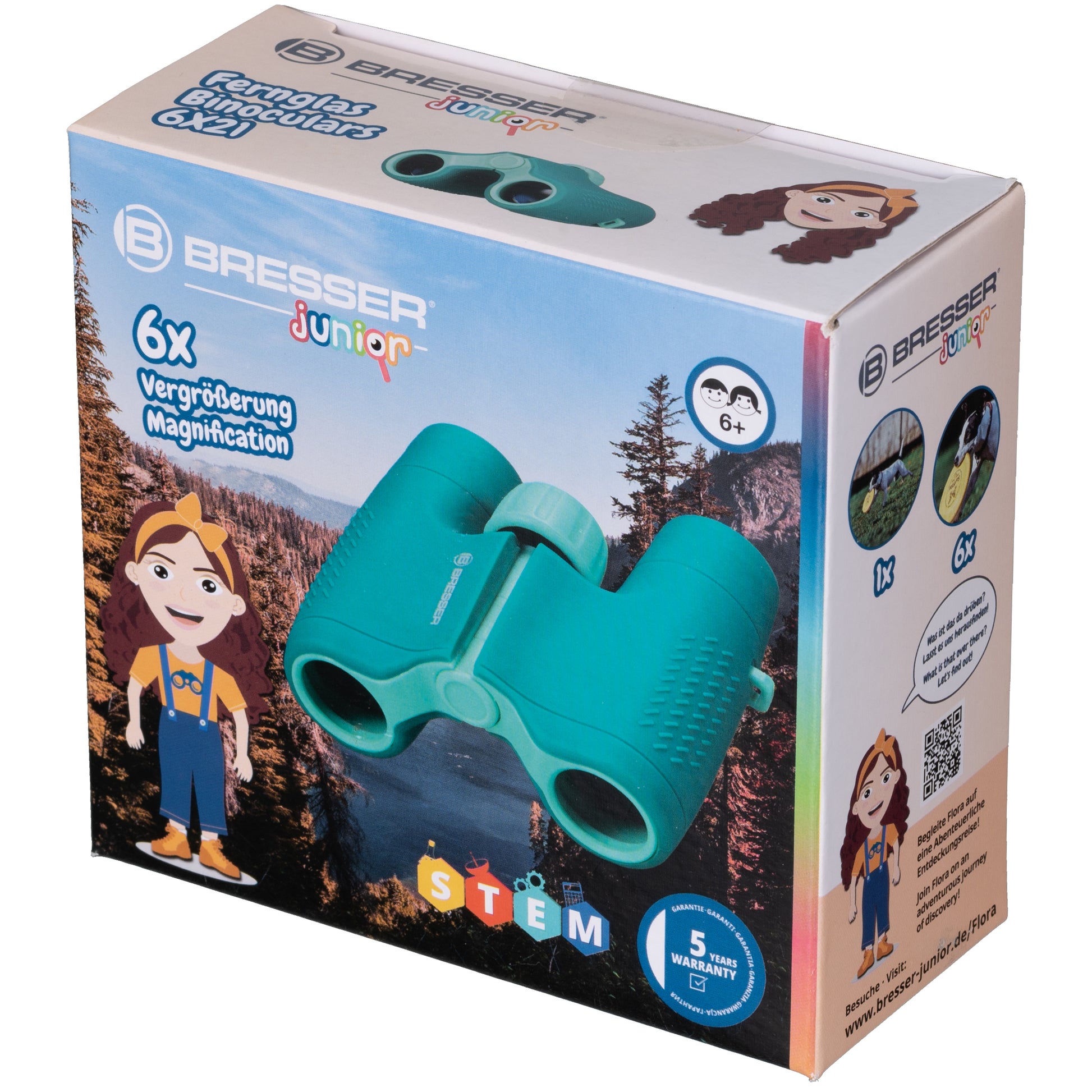 Bresser Optics Bresser Junior Kinderfernglas – 6×21, Sichtfeld 126 m – ab 6 Jahren – grün