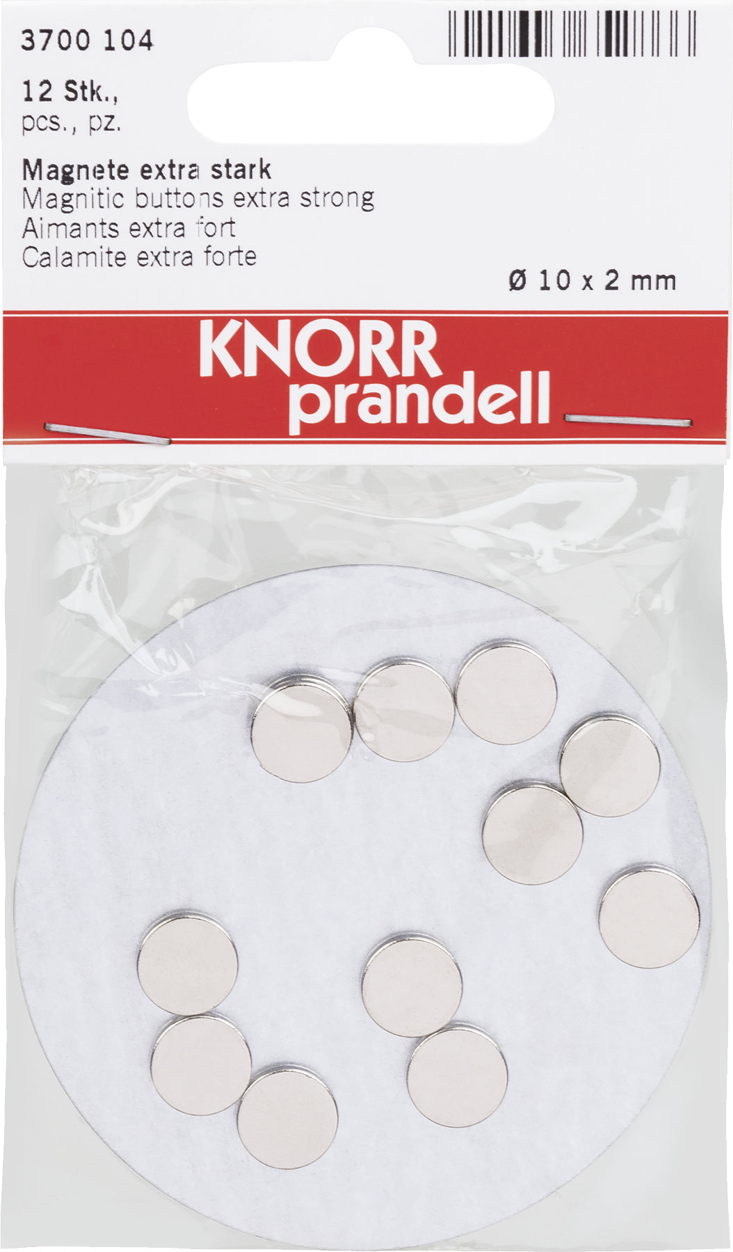 KNORR prandell Magnet-Rohlinge, Ø 10 mm × 2 mm, Set à 12