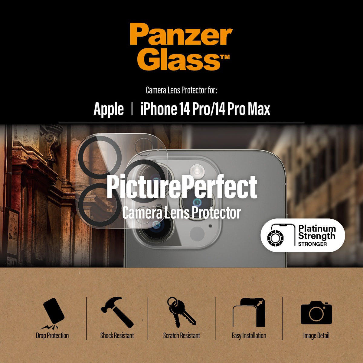 PanzerGlass PicturePerfect – Kameraschutz – für iPhone 14 Pro, iPhone 14 Pro Max – Gehärtetes Glas