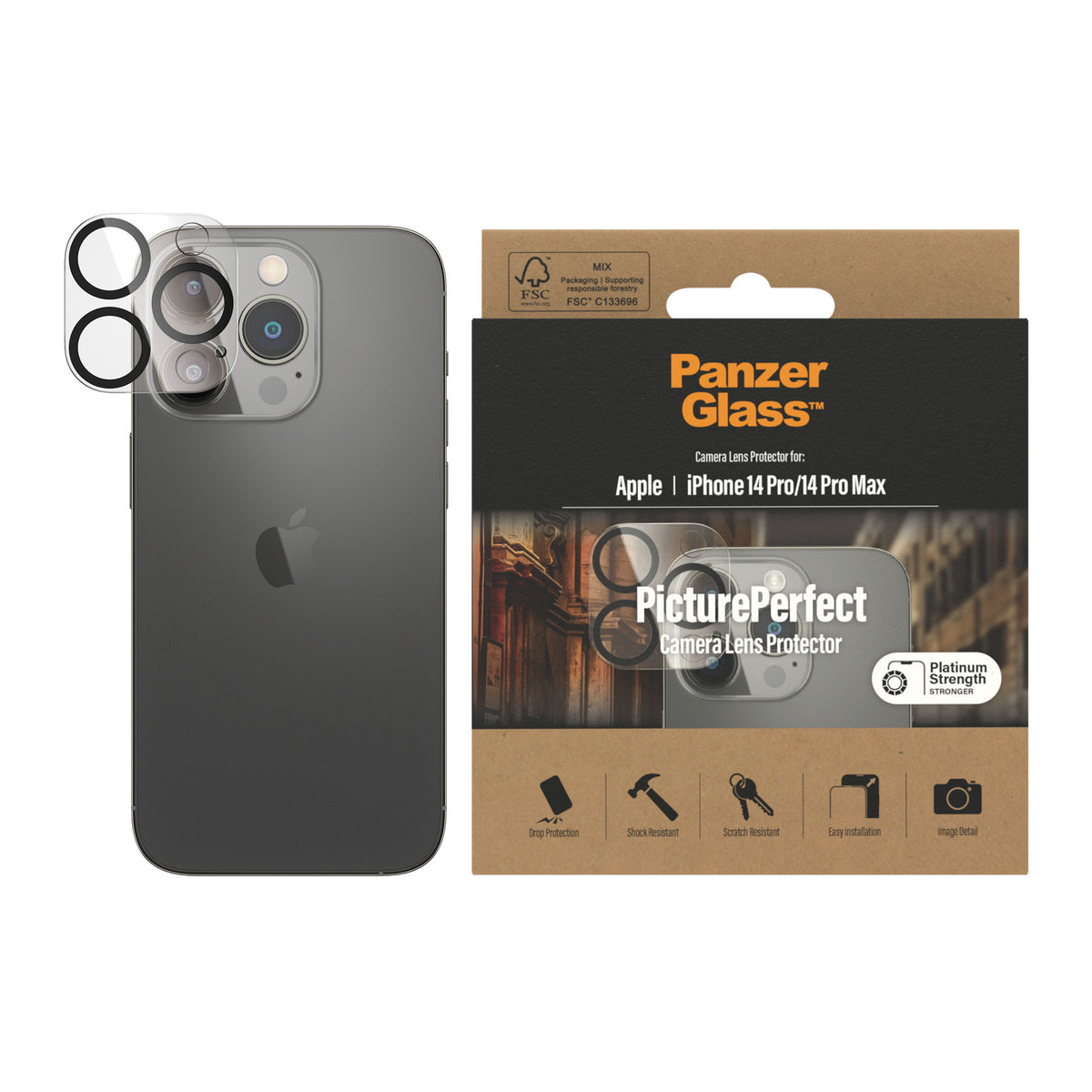 PanzerGlass PicturePerfect – Kameraschutz – für iPhone 14 Pro, iPhone 14 Pro Max – Gehärtetes Glas