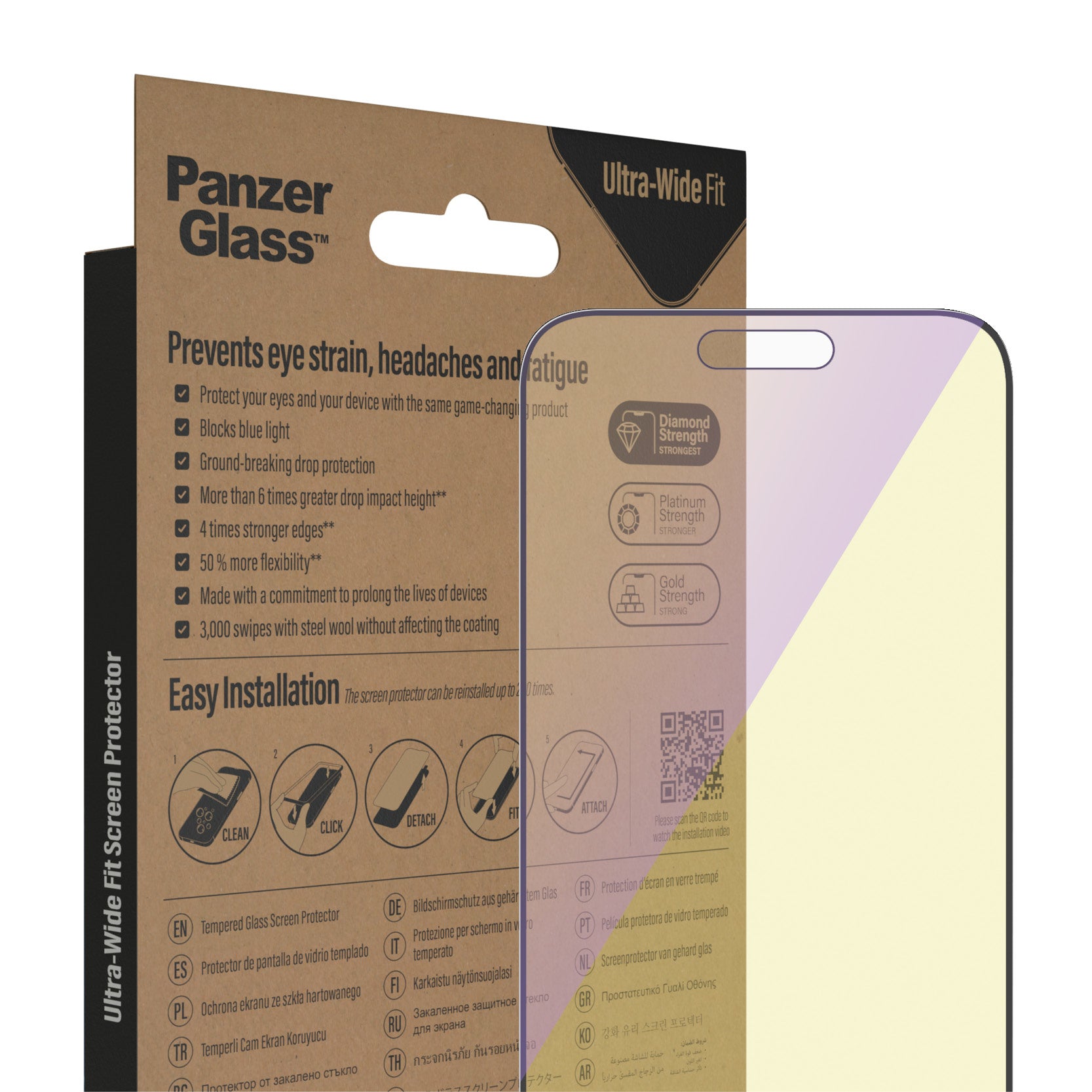 PanzerGlass Displayschutz (Panzerglas), Ultra-Wide Fit – für iPhone 14 Pro Max – mit Applikator