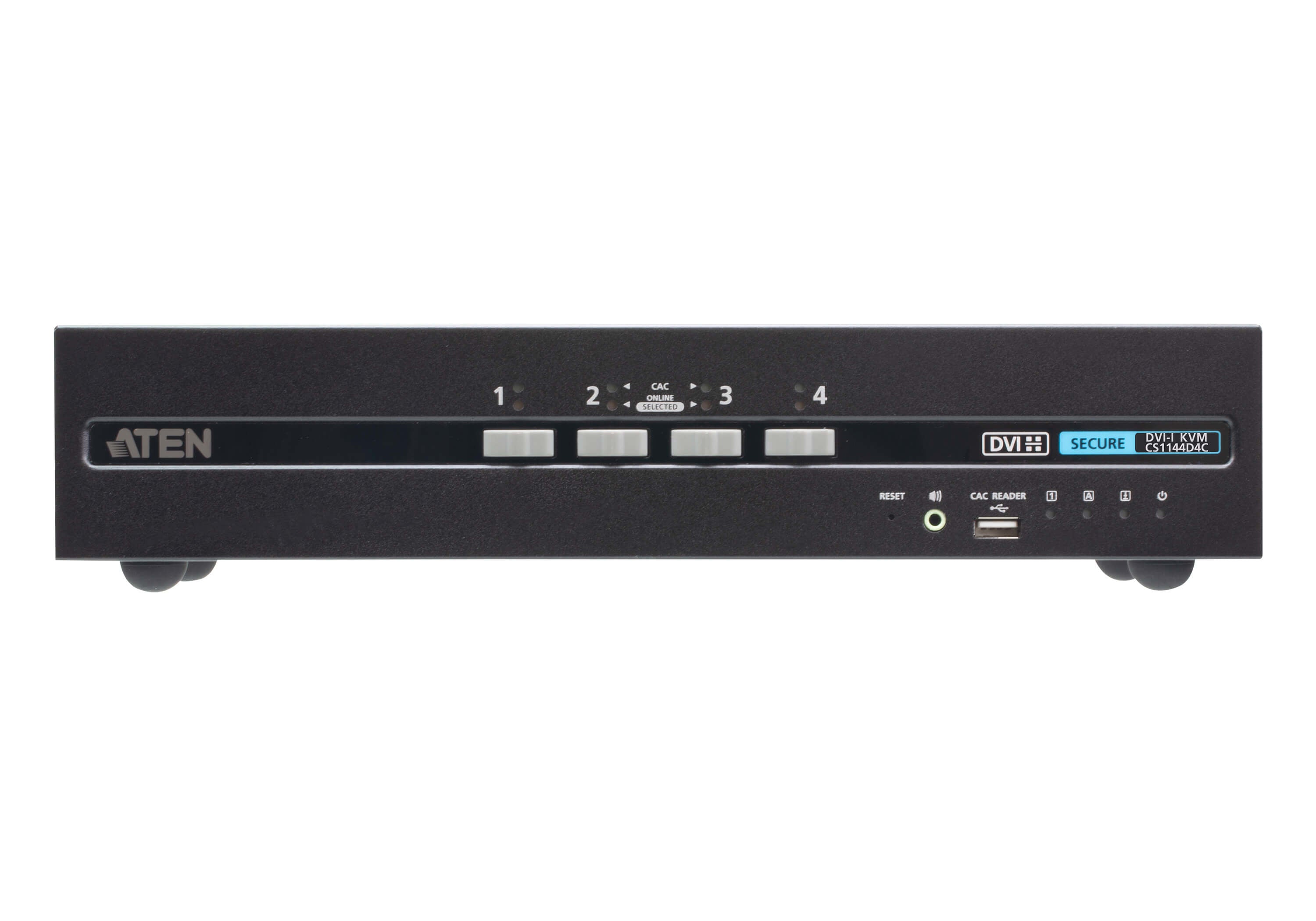 ATEN CS1144D4C – 4-Port DVI Dual-View Secure KVM-Switch – 3840 × 2160, USB 2.0-Hub, Audio, NIAP/PP v4.0