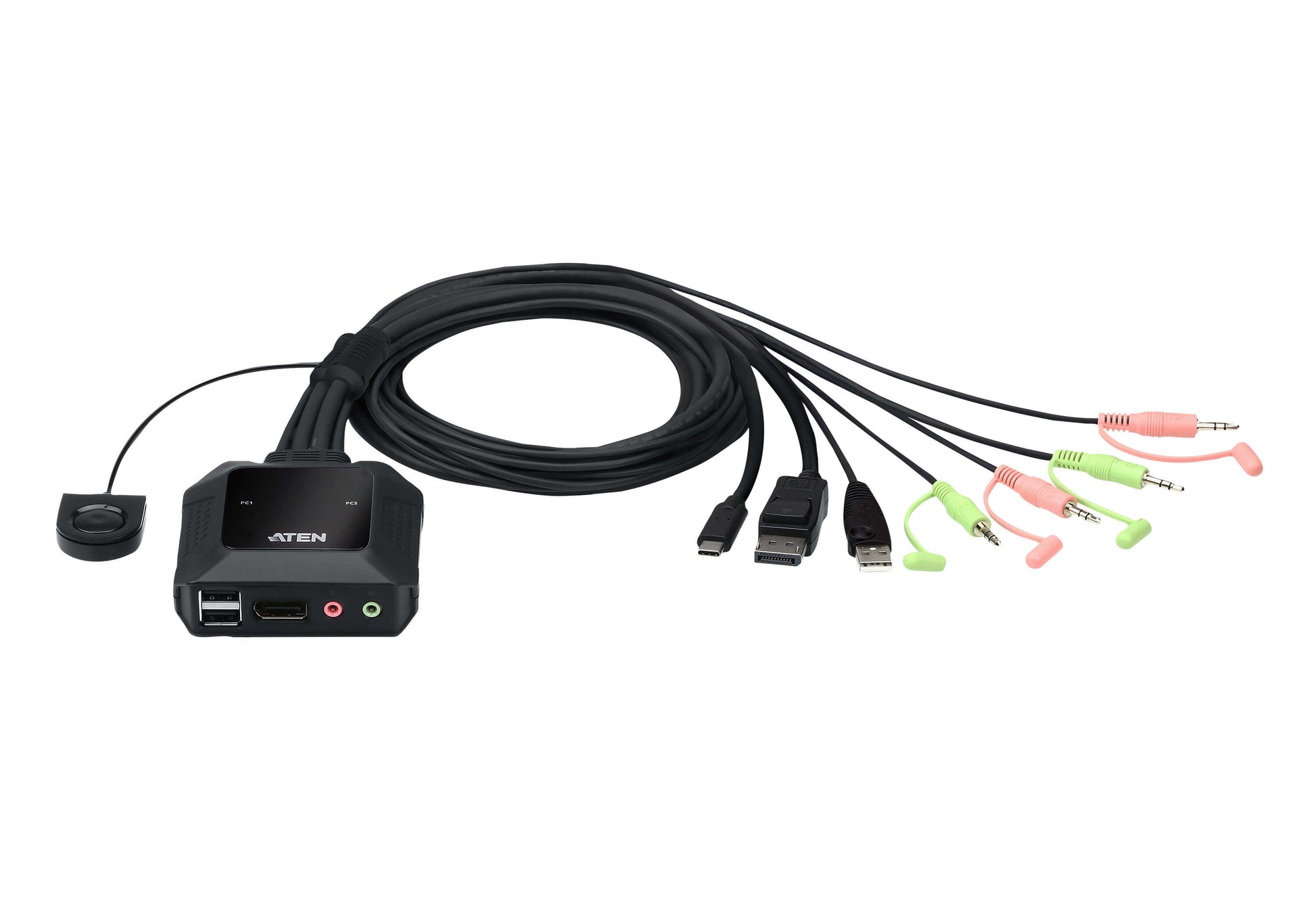 ATEN 2-Port DisplayPort KVM-Switch – 4096 × 2160, USB-C/USB-A Konsole, Audio