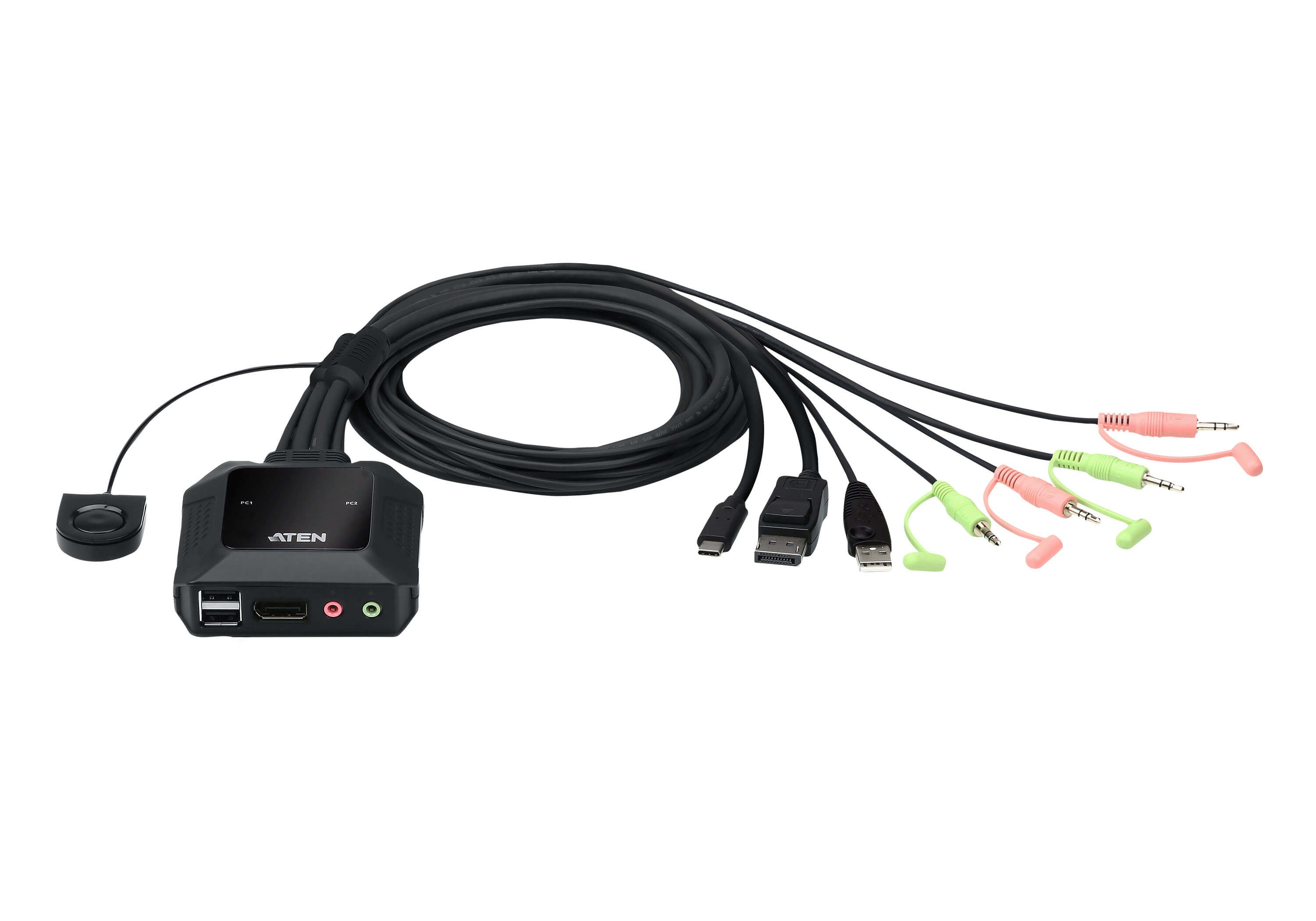 ATEN 2-Port DisplayPort KVM-Switch – 4096 × 2160, USB-C/USB-A Konsole, Audio