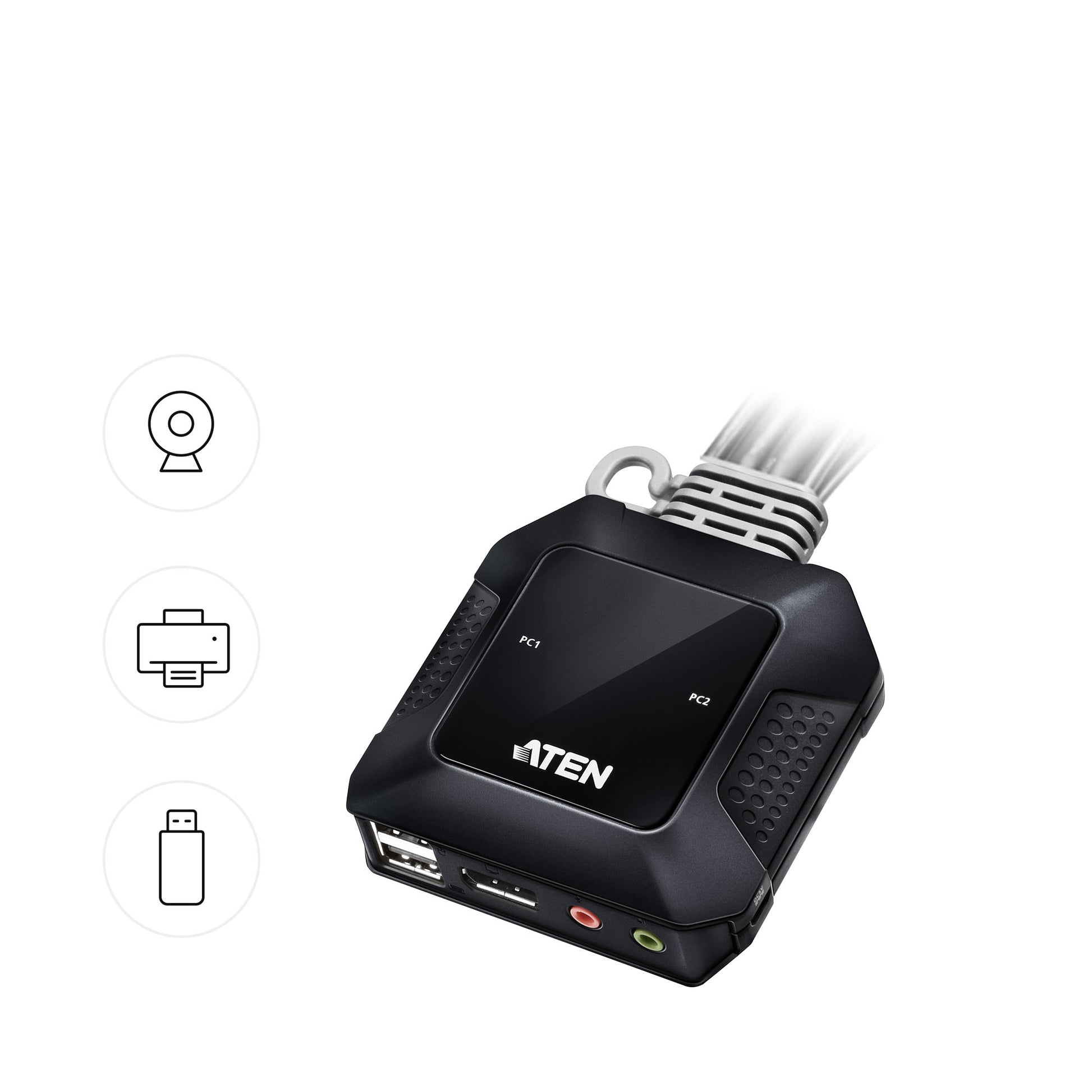 ATEN 2-Port DisplayPort KVM-Switch – 4096 × 2160, USB-C/USB-A Konsole, Audio