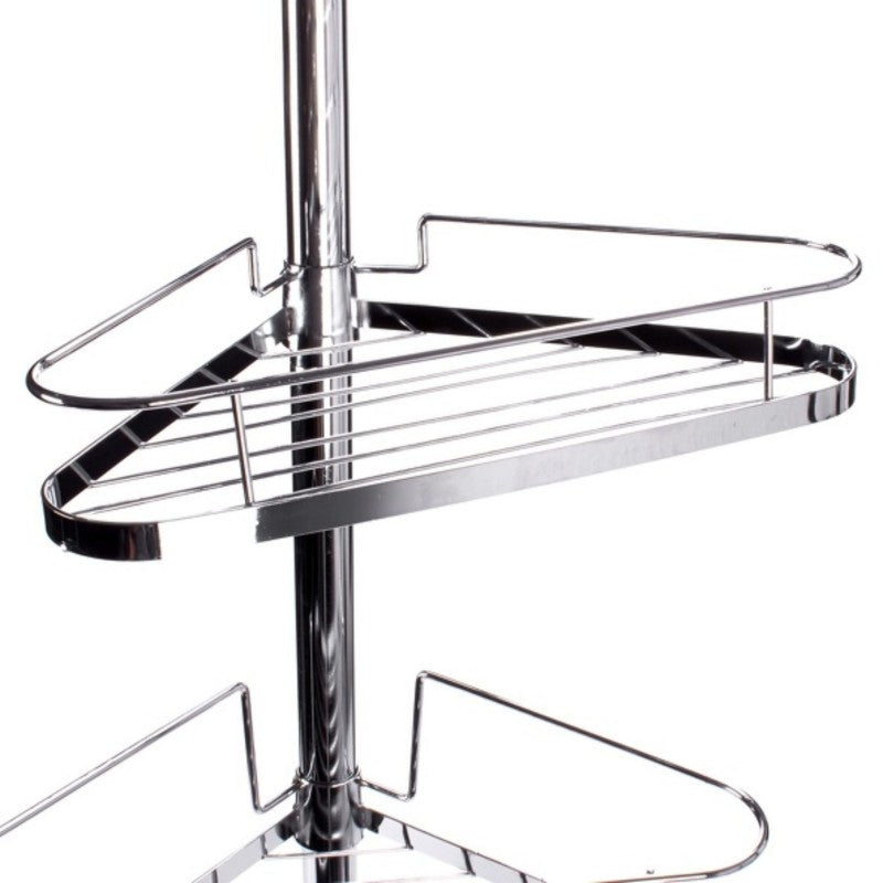 MSV Duschregal Teleskopstange – 35,5×25×145–250 cm, Metall, Silber