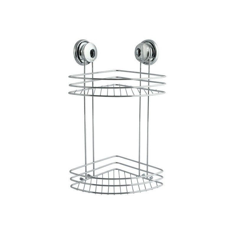 MSV Seifenhalter Eck – Edelstahl, Saugnapf, 21,5×21,5×39,7 cm, Chrom
