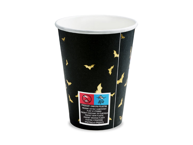 PartyDeco Papierbecher, 2,2 dl – schwarz/gold – 6 Stk.