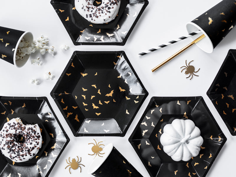 PartyDeco Papierbecher, 2,2 dl – schwarz/gold – 6 Stk.