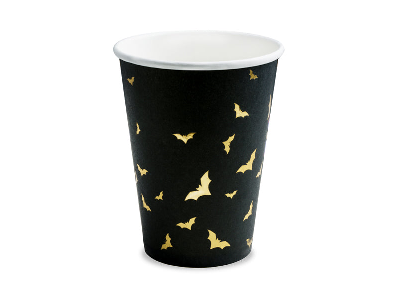 PartyDeco Papierbecher, 2,2 dl – schwarz/gold – 6 Stk.