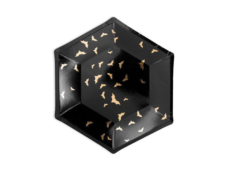 PartyDeco Papier-/Karton-Teller, Ø 20 cm – schwarz/gold – 6 Stk.