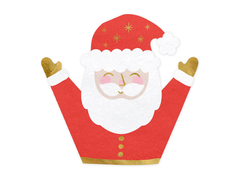 PartyDeco Servietten Weihnachtsmann – 16 × 15 cm – 20 Stück
