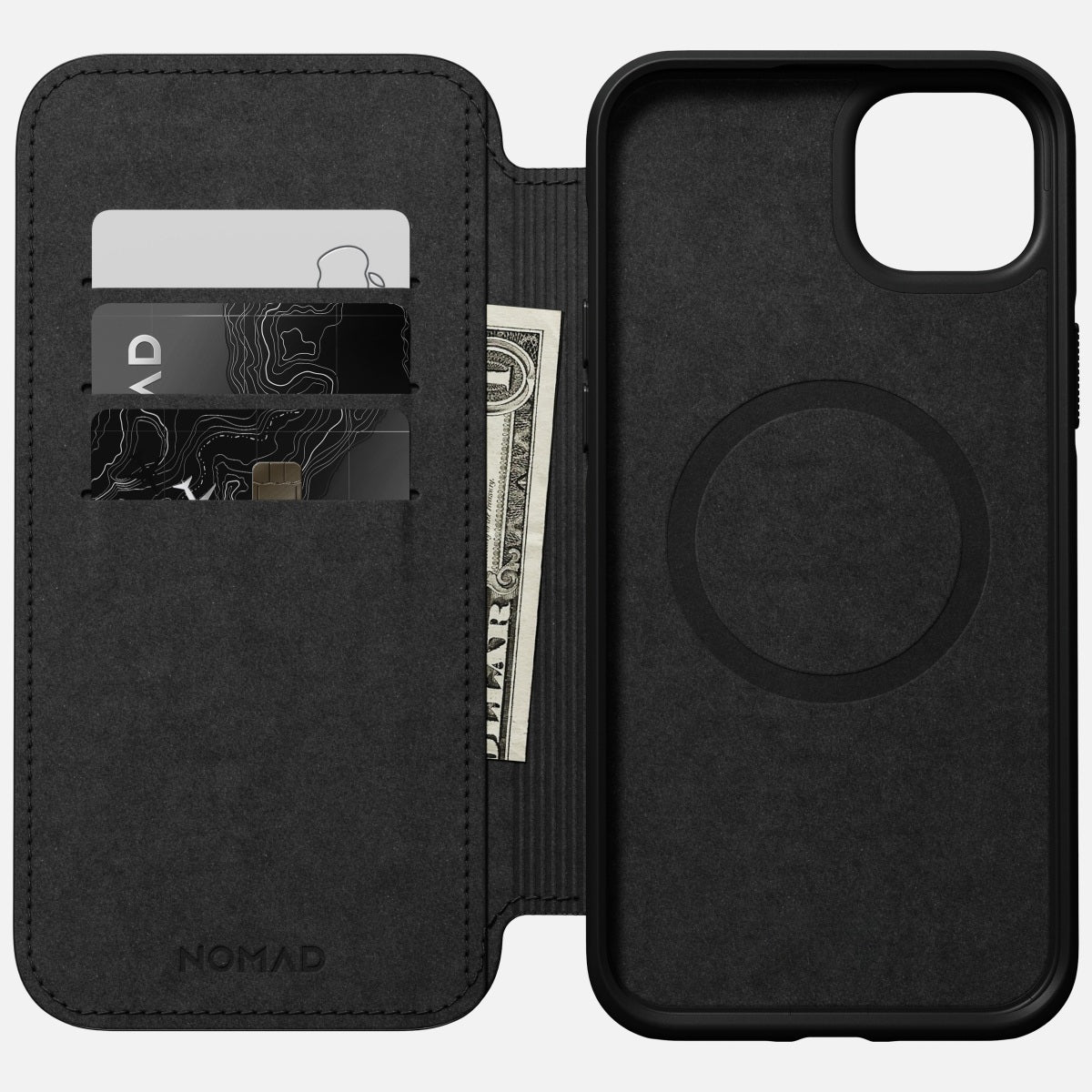 Nomad Moderne Wallethülle – für Apple iPhone 14 Plus, 3 Kartenfächer, Leder, Rost