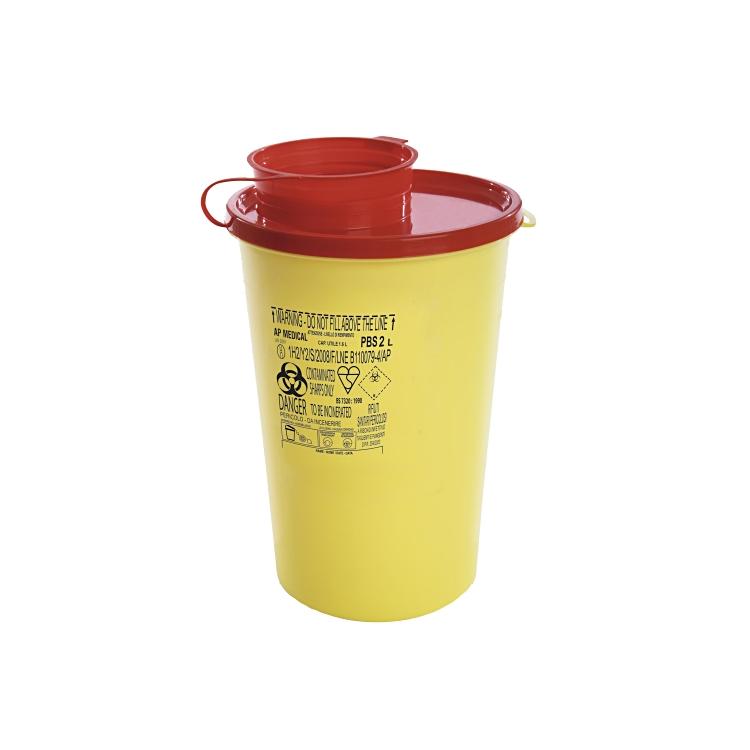 Abfalleinsatz PBS – 0,8 l – Kunststoff, rund – gelb/rot – mit Deckel