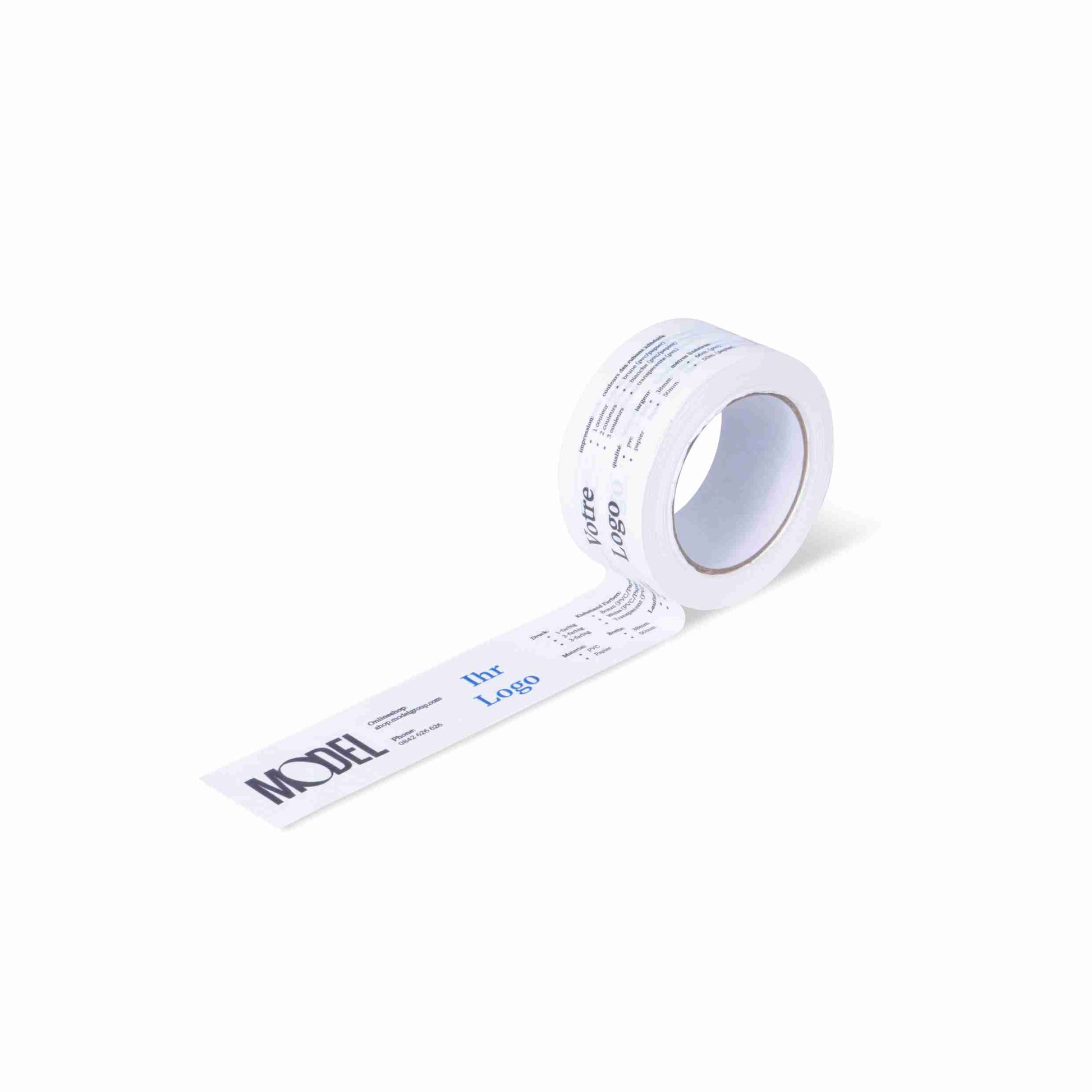 Verpackungsklebeband, Papier, weiss, 2-farbig bedruckt – 50 mm × 50 m – 1 Stk., ab 252 Stk.