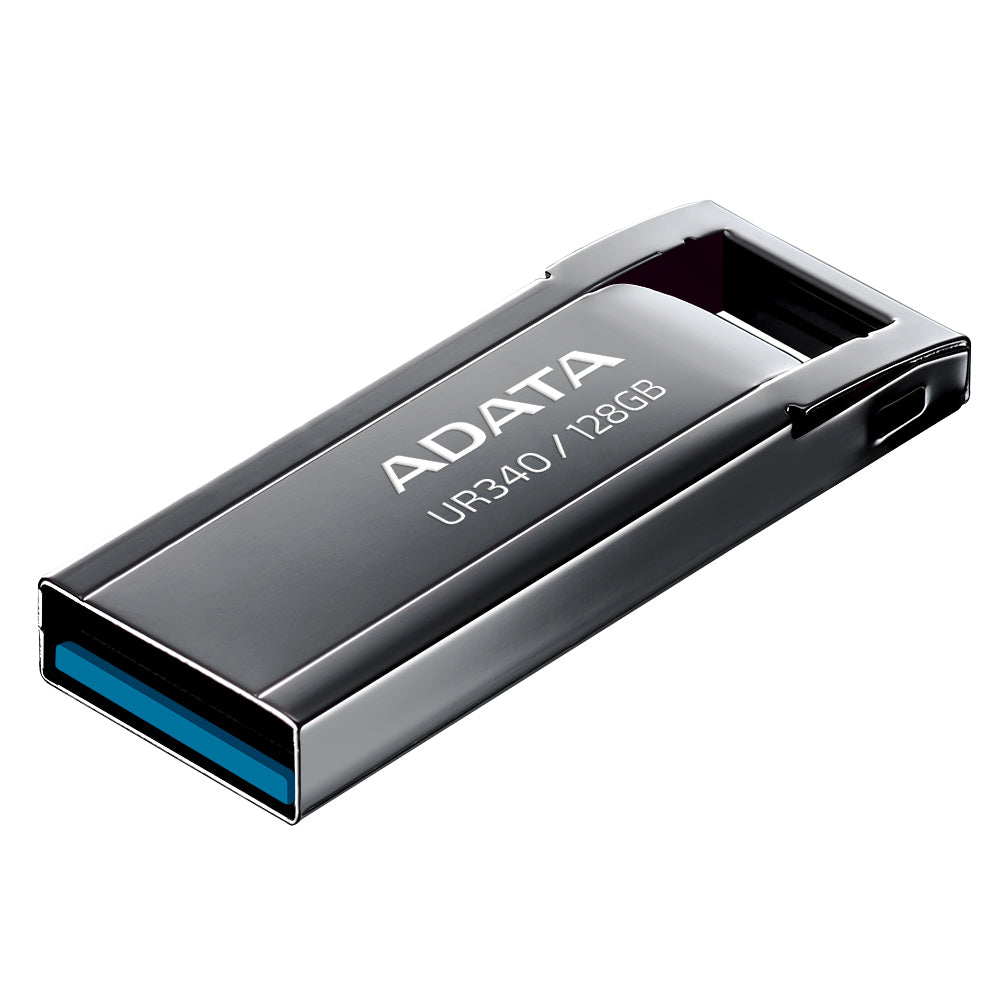 ADATA UR340 USB-Stick 128 GB – USB-A USB 3.2 Gen 2, 100 MB/s Lesen, mit Kappe, Metall, Schwarz