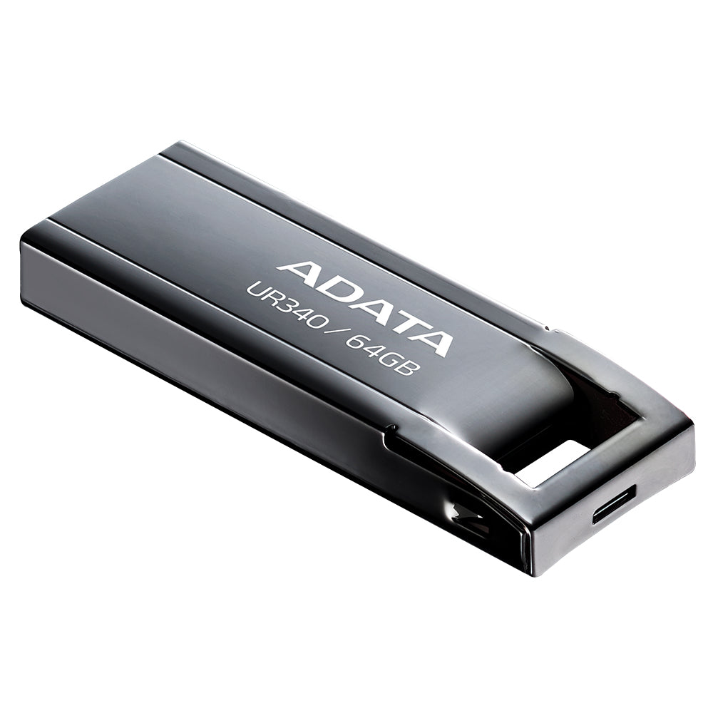 ADATA UR340 USB-Stick 64 GB – USB-A 3.2 Gen 2, 100 MB/s Lesen, mit Kappe, Metallgehäuse, Schwarz