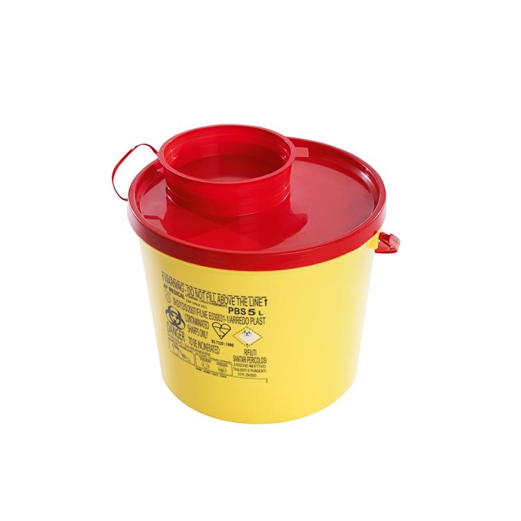 Tischabfalleimer – 0,8 l – Kunststoff, rund – gelb/rot – mit Deckel