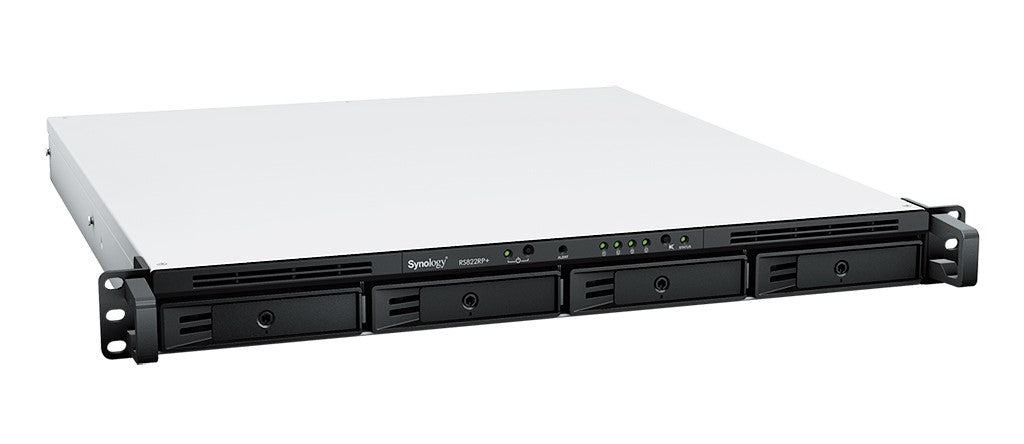 Synology RS822RP+ – 4-Bay Rack 1U NAS – AMD Ryzen V1500B, 2 GB RAM, 1GbE, DSM, redundantes Netzteil