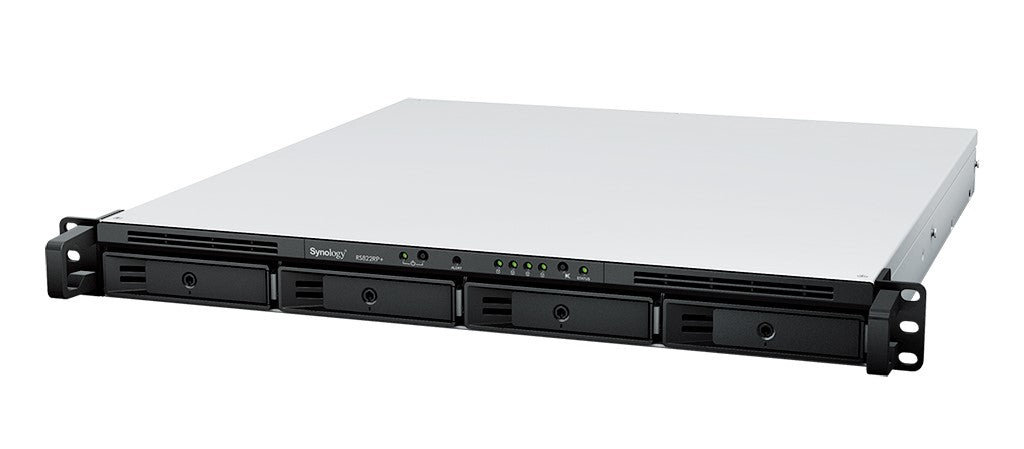 Synology RS822RP+ – 4-Bay Rack 1U NAS – AMD Ryzen V1500B, 2 GB RAM, 1GbE, DSM, redundantes Netzteil