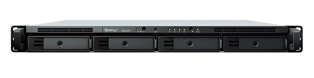 Synology RS822RP+ – 4-Bay Rack 1U NAS – AMD Ryzen V1500B, 2 GB RAM, 1GbE, DSM, redundantes Netzteil