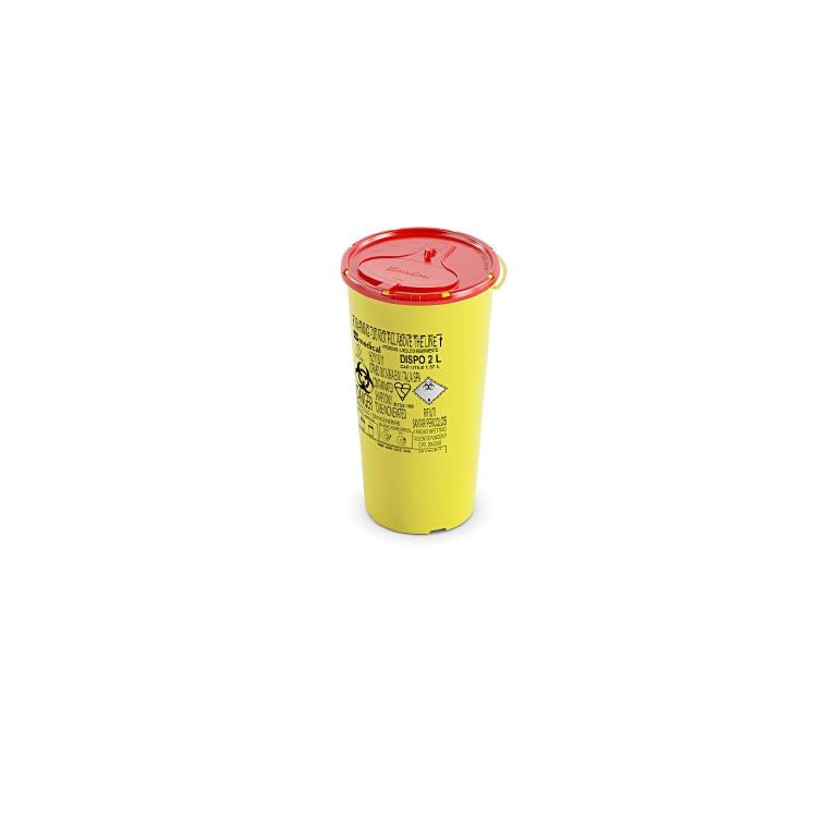 Mobiler Abfallsammler DISPO – 2 l – Kunststoff, rund – gelb/rot