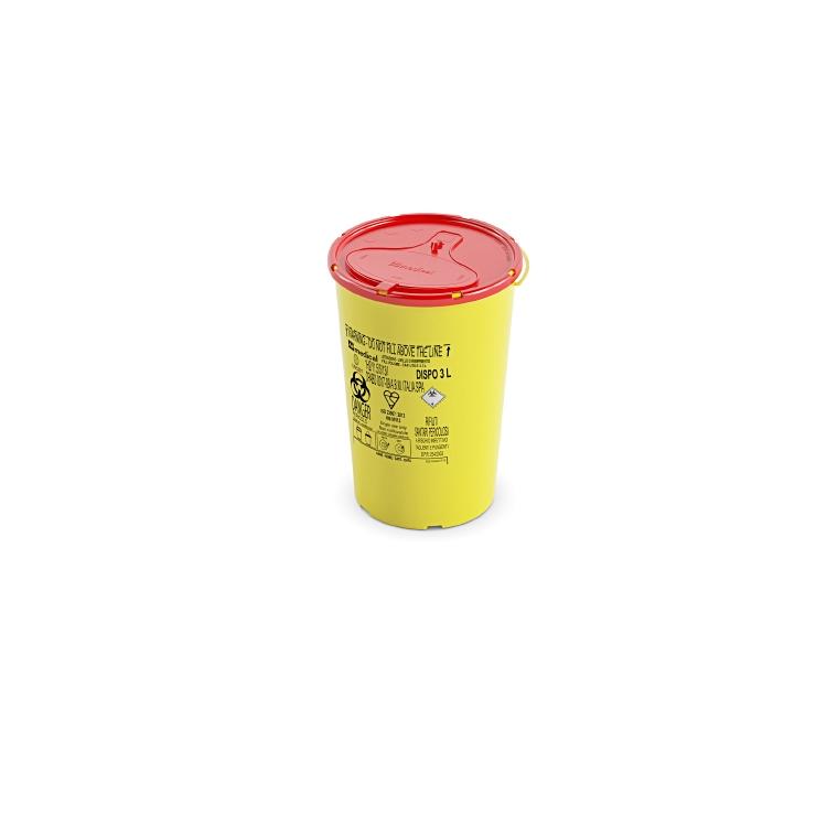 Recyclingbox DISPO – 3 l – Kunststoff, rund – gelb/rot