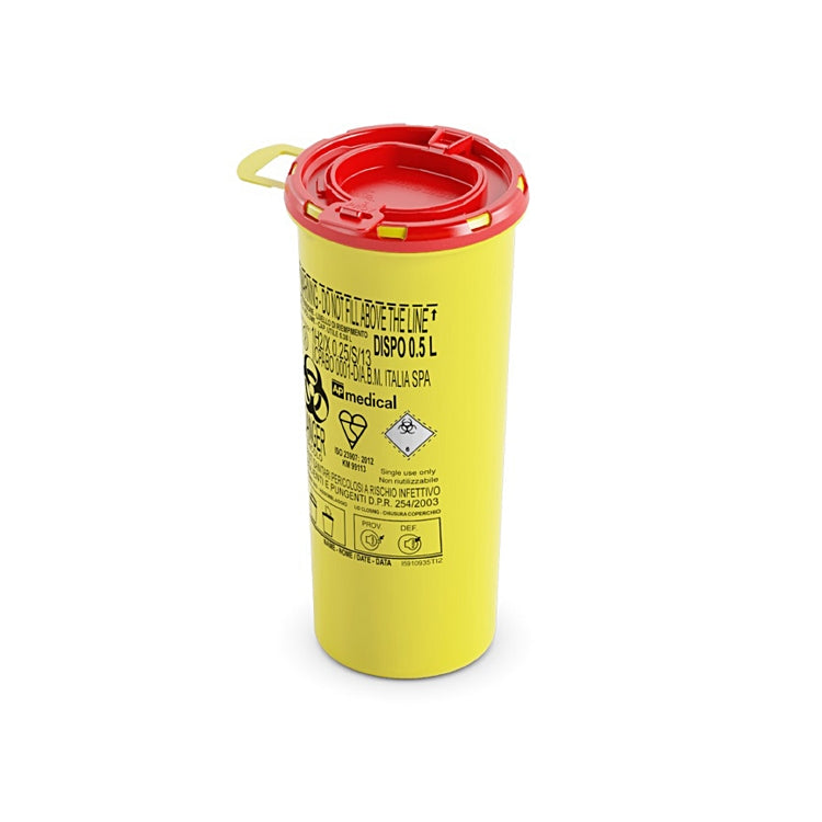 Tischabfalleimer DISPO – 0,5 l – Kunststoff, rund – gelb/rot