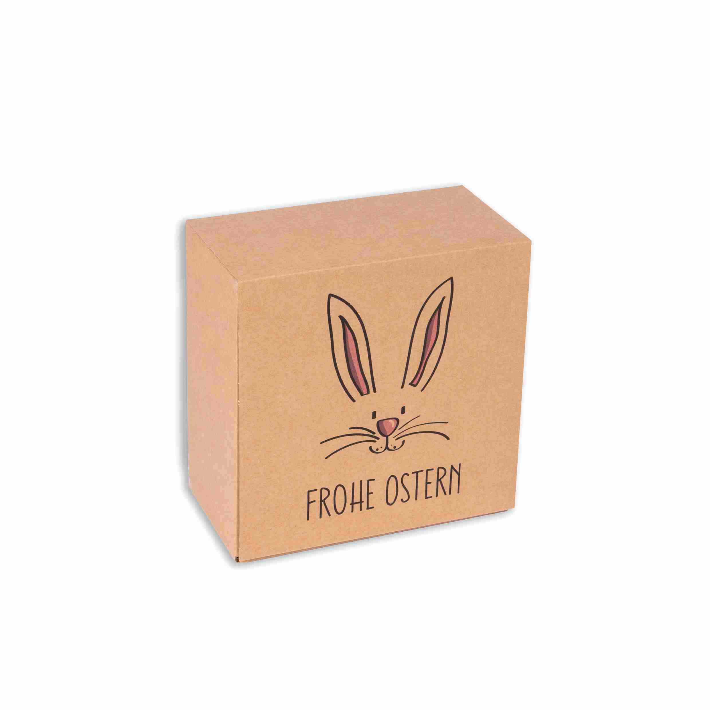 Model Geschenkbox Osterhasen-Motiv Wellpappe – 200 × 100 × 200 mm – selbstschliessend – 1 Stk., ab 20 Stk.