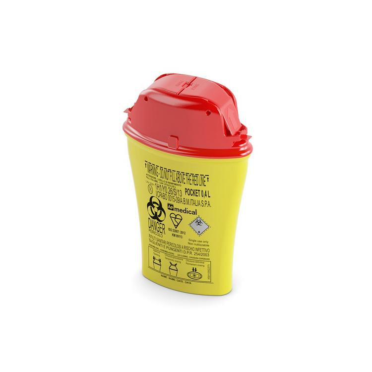 Entsorgungsbox POCKET – 0,4 l – Kunststoff, oval – gelb/rot