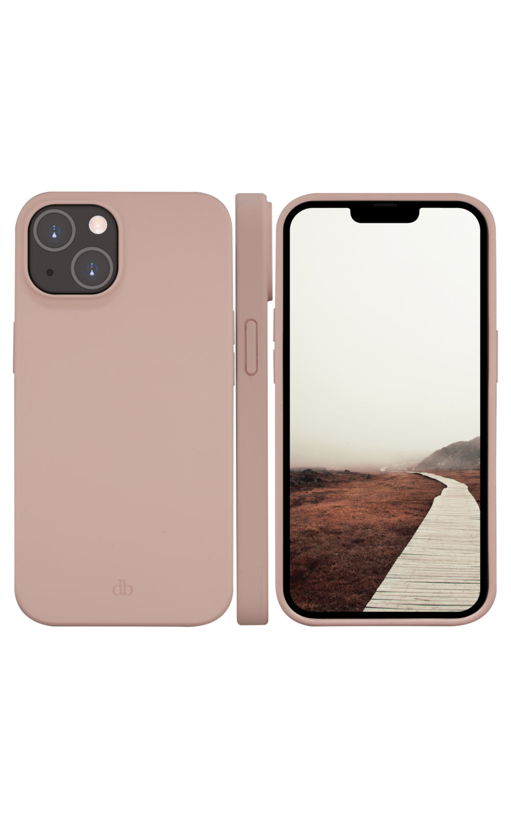 dbramante1928 Greenland Backcover – für Apple iPhone 14, Recycling-Kunststoff, Pink Sand, kabelloses Laden