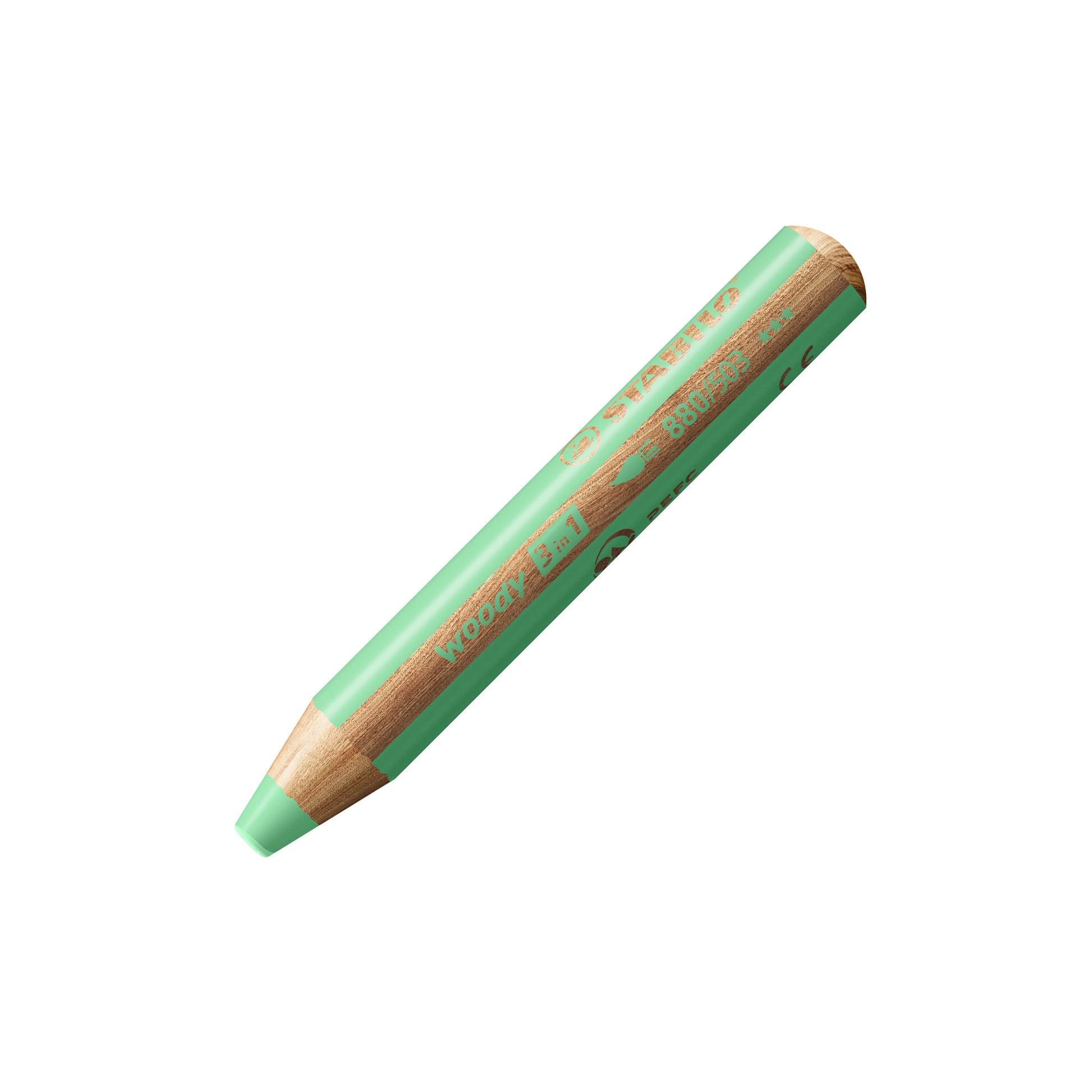 STABILO Buntstifte woody 3 in 1 – 3-in-1, Minen-Ø 10 mm, Einzelstift Pastellgrün