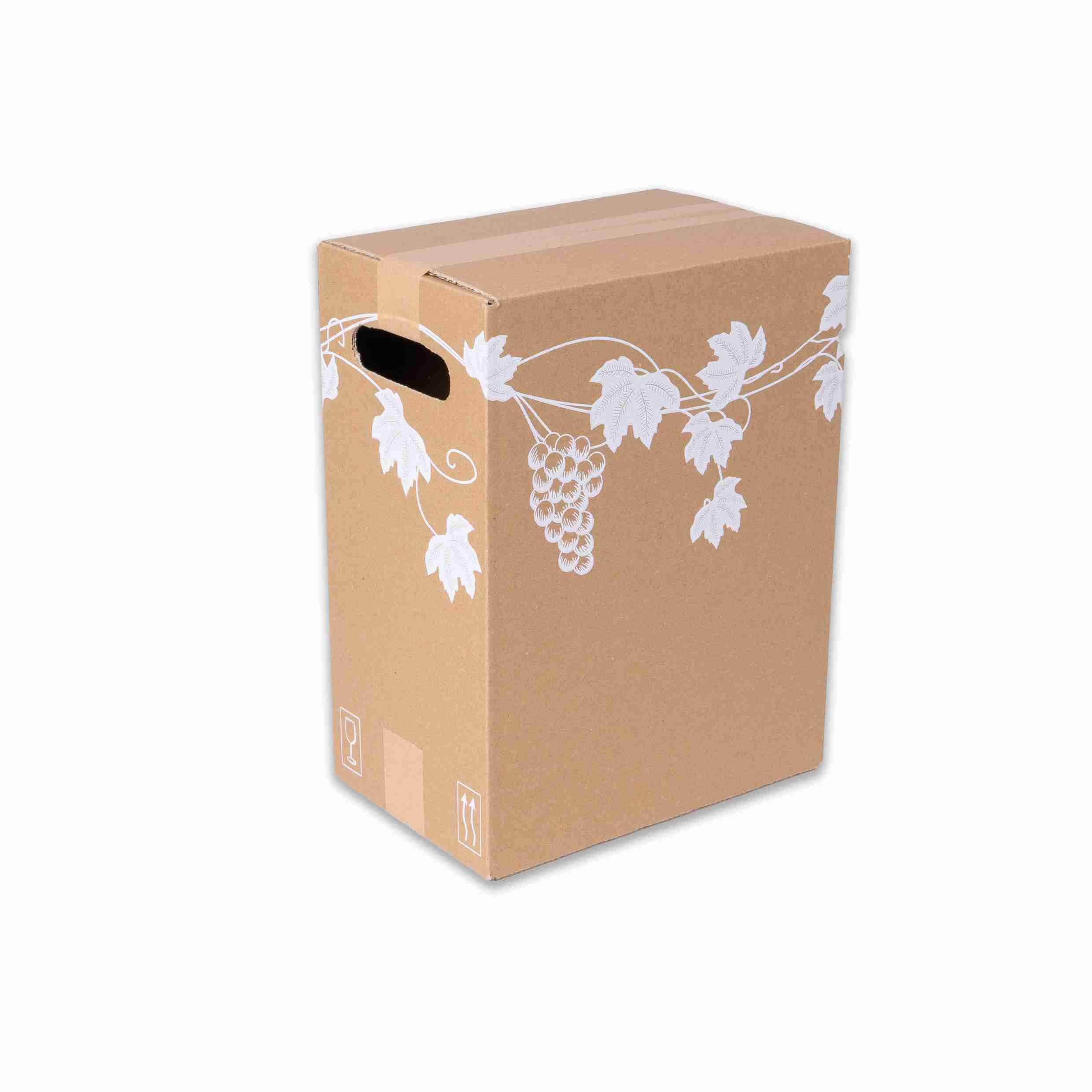 Model Weinpräsentkarton Rebenmotiv – Wellpappe – Innenmass 229 × 300 × 152 mm – für 6 Flaschen – 1 Stk., ab 20 Stk.