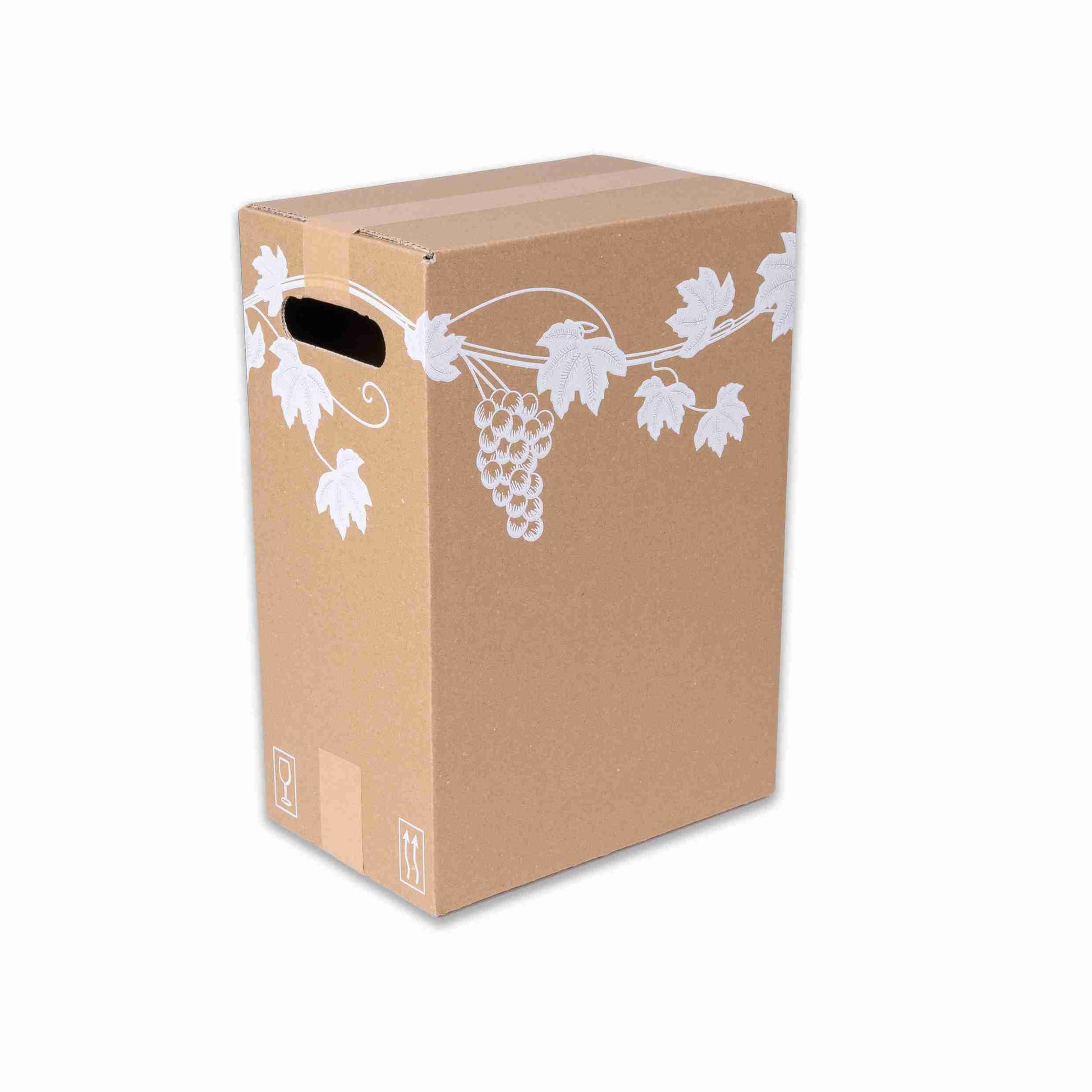 Model Weinversandkarton – für 6 × 0,75 l, max. 330 mm & Ø76 mm – 235 × 156 × 332 mm, braun, selbstklebend – 1 Stk., ab 500 Stk.